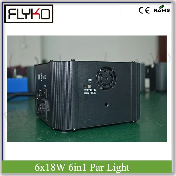 

Hot stage light RGBWA+UV 6pcs*18W leds 6 in 1 wireless wifi IR Par can light flat light