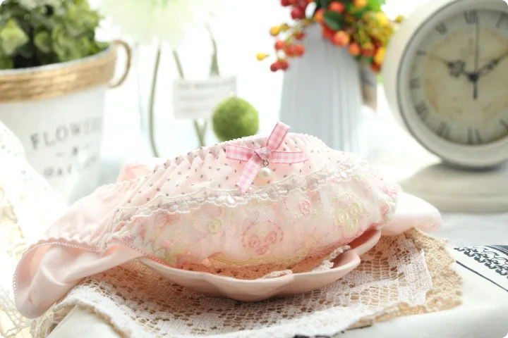 Дышащие трусики с вышивкой для девочек 912 лентой на талии сексуальные женские majtki