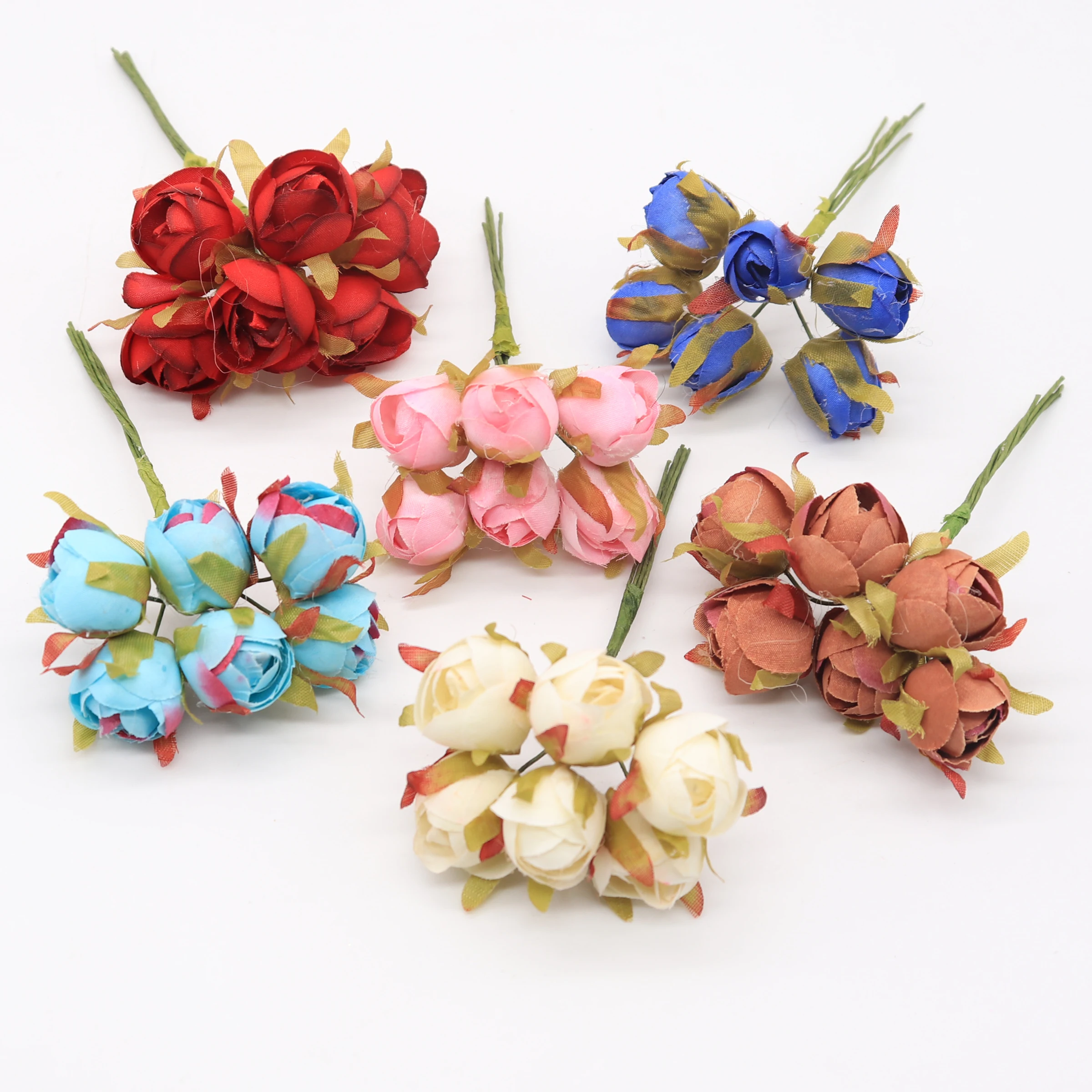 

6Pcs/Lot 1.5cm High Quality Nonwovens Rose Bouquet For Diy Handmade Clothing Home Textiles Wedding party festival Accessories