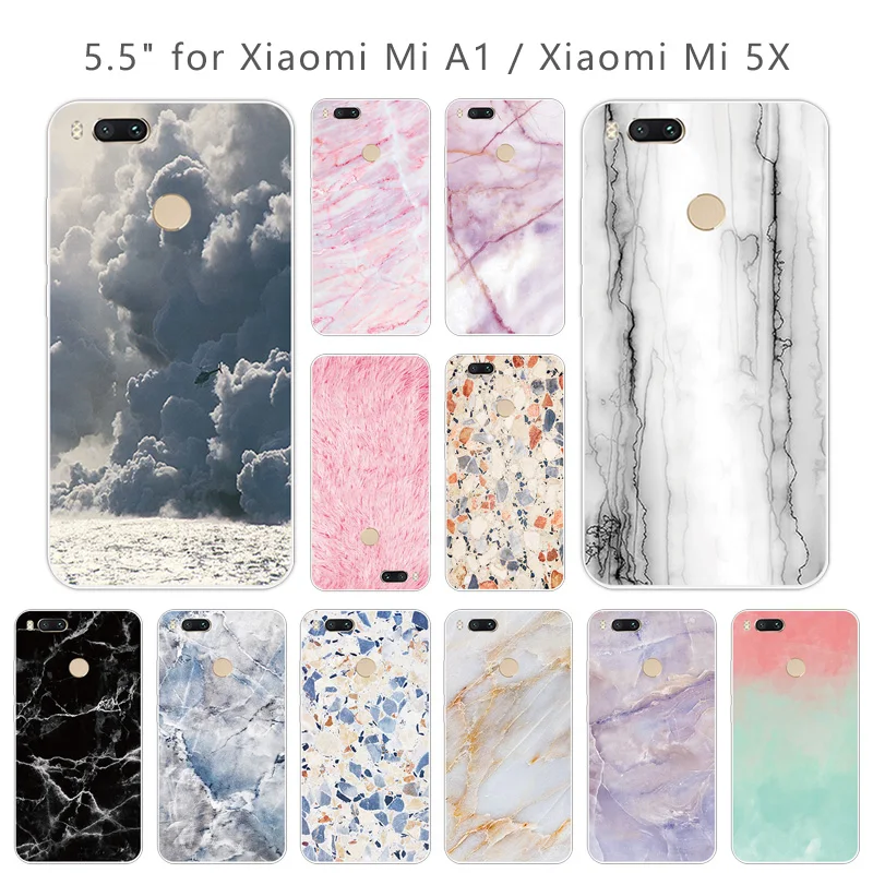 For Xiomi Mi A1 Cases Silicone for Xiaomi Black Back Matte Stone Cover Soft TPU Transparent Shell 5x Coque |