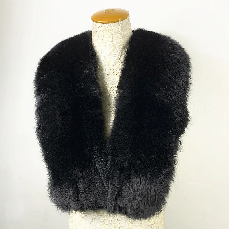 

TOPFUR 2019 New Fashion Winter Female Shawl Long Scarf Women Real Fur Scarf Natural Fox Fur Black Fur Solid Luxury Scarfs Women