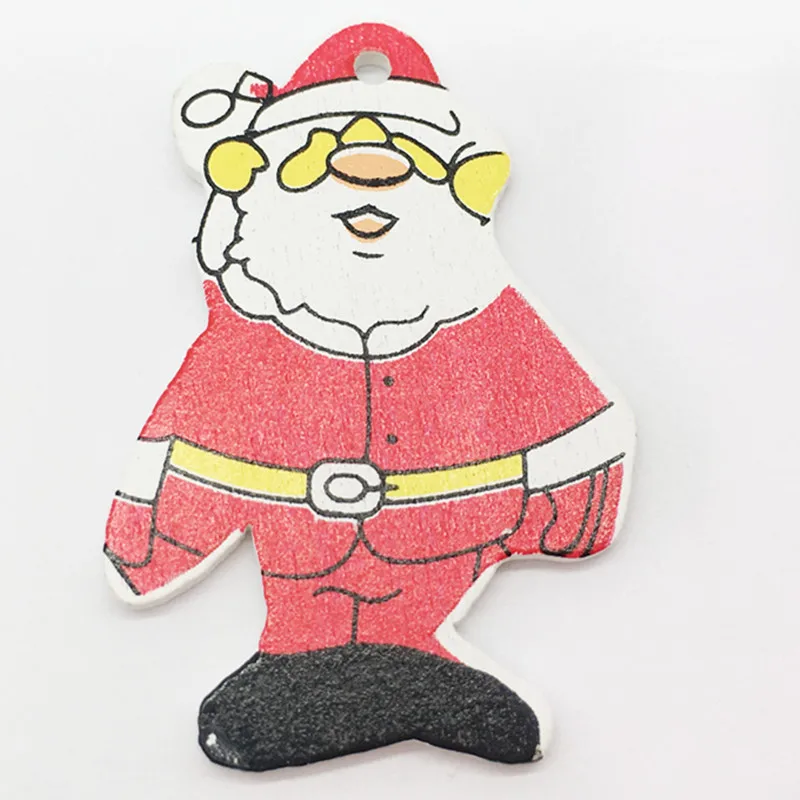 

20pcs/pack Lovely Santa Claus Style Wood Slices Wall Hanging Wall Stick Wooden Decoration Great Christmas Party Decoration