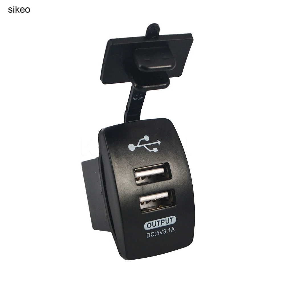 

sikeo Newest Waterproof Dual Port Car USB Charger Switches 5V 3.1A Outlet Power Socket Power Adapter For Audi Car Universial Car