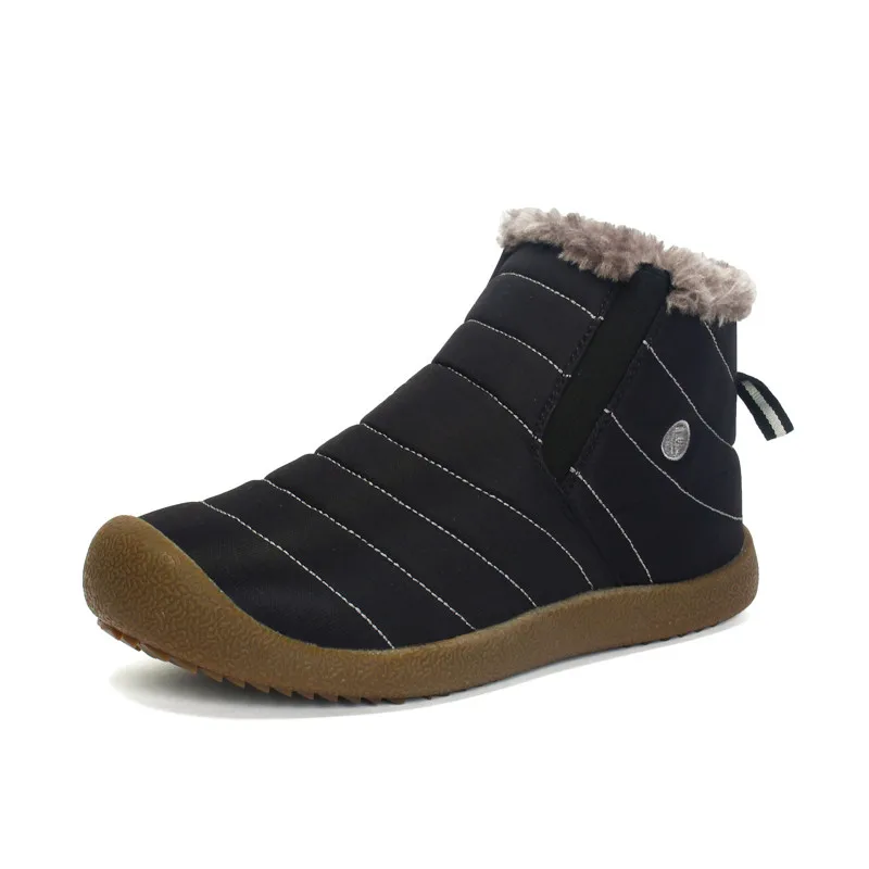 Роскошная плюшевая Зимняя Теплая мужская обувь для бега; спортивные кроссовки для мужчин; удобная уличная женская обувь; спортивная обувь; большие размеры 35-48 - Цвет: Черный