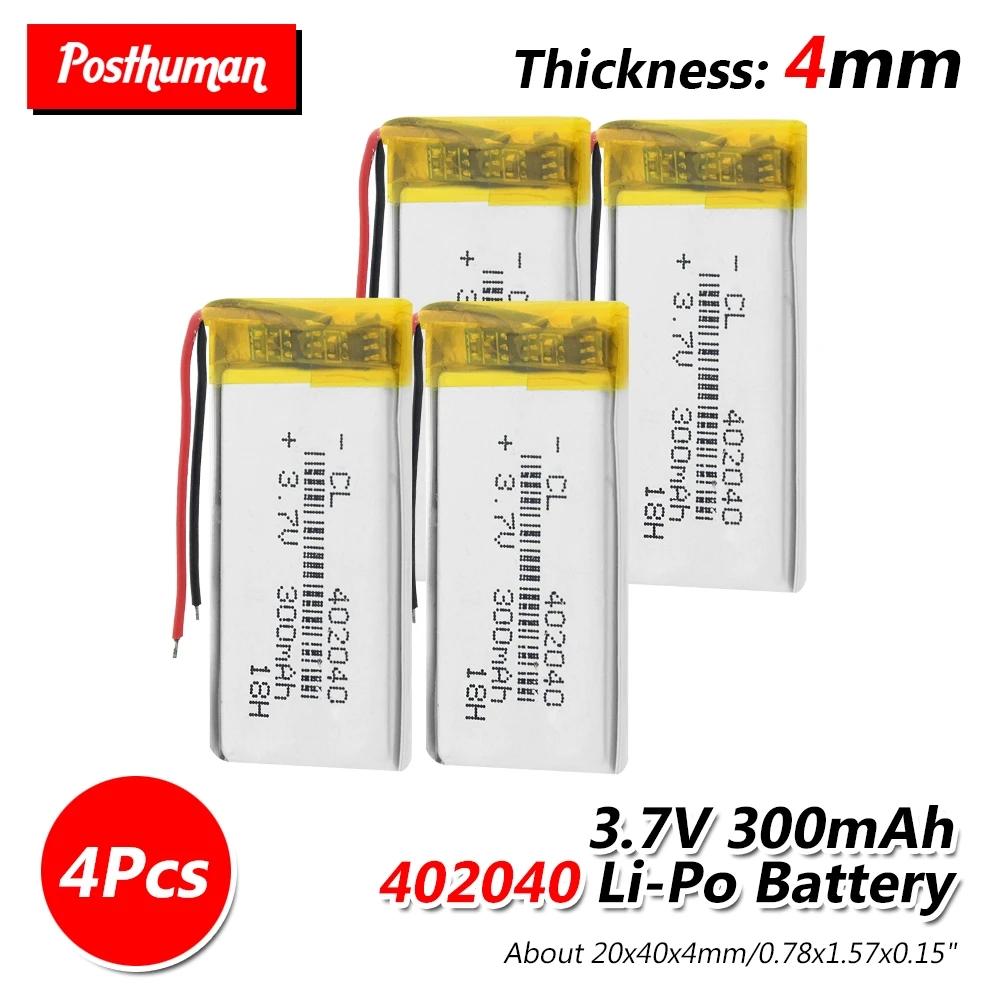 402040 3,7 V 300mAh перезаряжаемая батарея литий-полимерная Li-Po литий-ионная батарея Lipo ячеек для gps MP3 MP4 диктофона