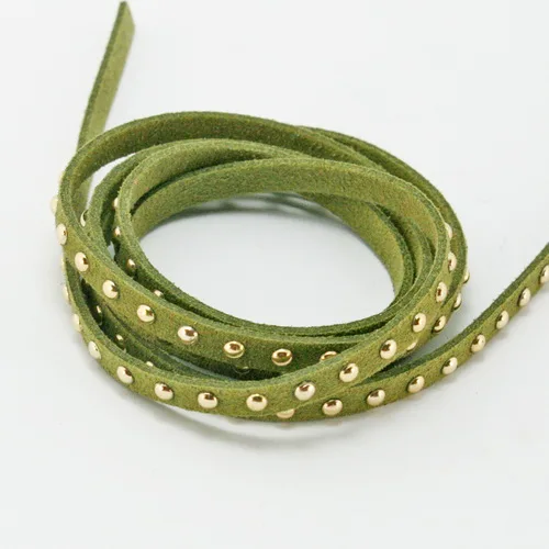Горячая Распродажа, Приблизительно 5 мм 95-100 см/Лот, шнур из искусственной замши/проволока с золотыми шпильками, ювелирные изделия для DIY браслета, модные поделки - Цвет: Army Green