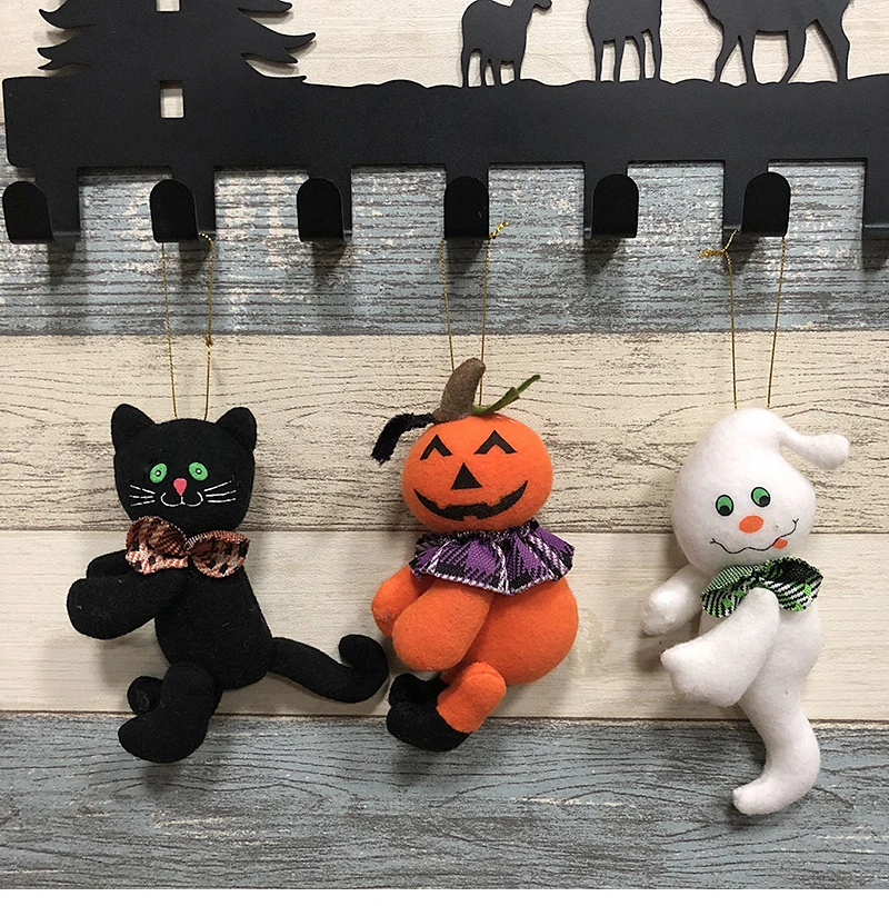 1pc Handmade Doll Adorable Halloween Door Pumpkin Ghost Cat Stick