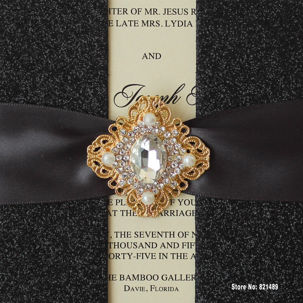  Black Wedding Invitations Shiny Invitation 2016 Luxurious Wedding Invitation Card - Set of 30 - 32654550083