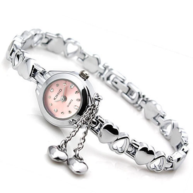 

KIMIO Simple Small Dial Love Decoration Bracelet Ladies Famous Brand Women Luxury Watches Womens Quartz-watch Female Wristwatch