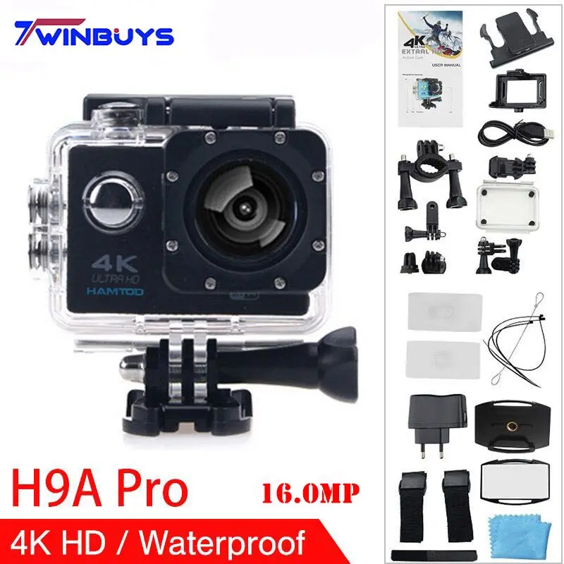 Экшн камера HAMTOD H9A Pro 2 0 дюйма с ЖК дисплеем ultra HD 4K/1080P/720P Поддержка WiFi Спортивная