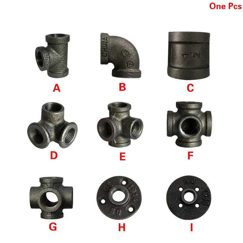 BLACK SELF COLOUR MALLEABLE IRON PIPE FITTINGS CONNECTORS 1/8" TO 4" INCH BSP 