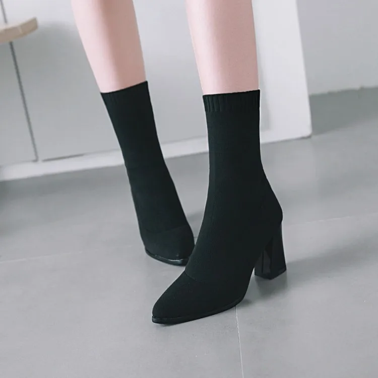 

Big Size 9 10 11 12 boots women shoes ankle boots for women ladies boots shoes woman winter Sleeve tip and square heel knitting