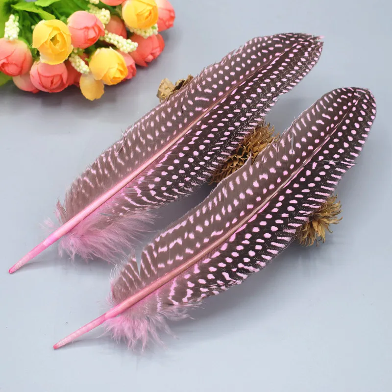 10 шт. 17-22 см перья из крыльев пятнистая морская птица оперение для рукоделия аксессуары для шляп - Цвет: Розовый