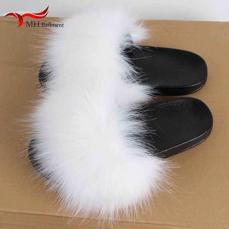 

Female summer out beach seaside shoes faux fur multi-color fashion non-slip home slippers men women artificial fur slipper PVC