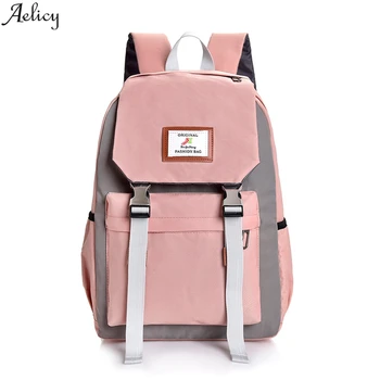 

Aelicy Women Backpack Fashion Lady School Bags Large-capacity Schoolbag Travel Hiking Color Block Female Backpack Women School