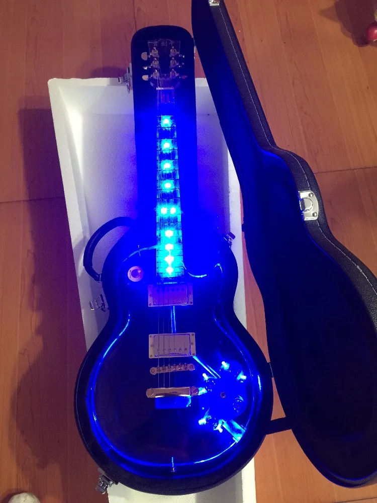 

Electric guitar/acrylic guitar+guitar box/anmiyue acrylic guitar blue light/customizable