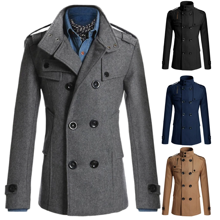 Military Style Pea Coat Han Coats