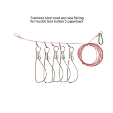 5 защелок Кукан с карабином из нержавеющей стали живой рыбный Кукан с карабином рыболовный Стрингер рыболовные снасти Стрингер для рыболовные снасти