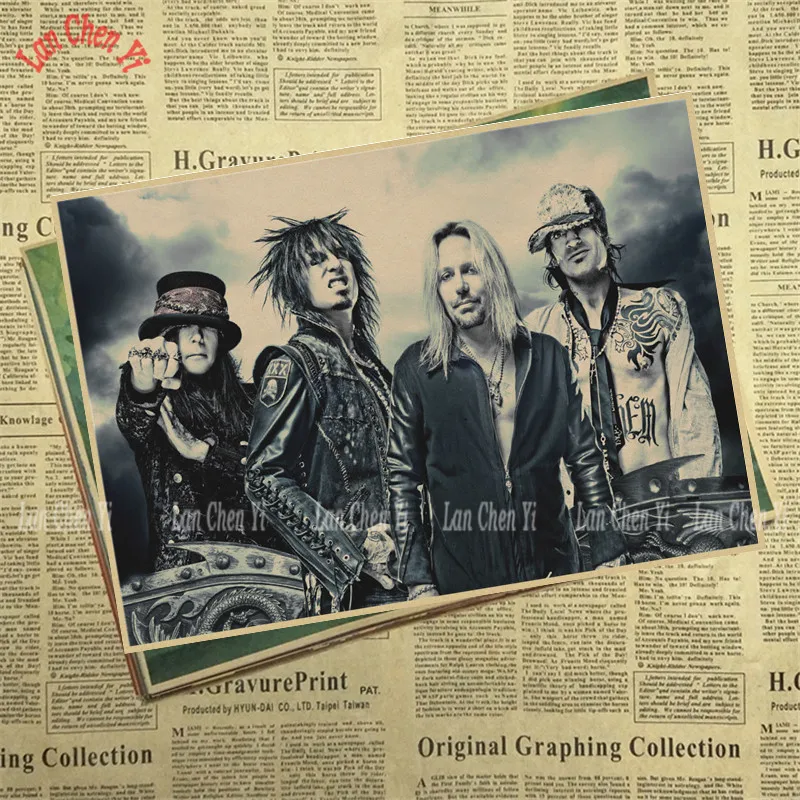 Motley Crue Band Классический Ностальгический матовый крафт-бумага плакат для кафе креативная настенная бумага украшение интерьера