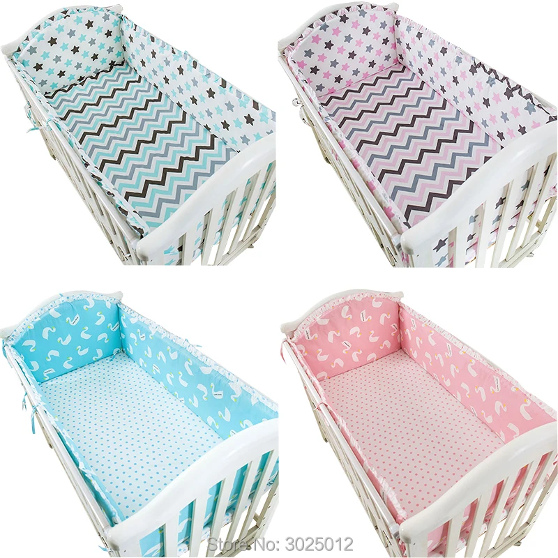 

5PCS Cotton Baby Crib Bedding Set With Bumper Newborn Bedding Set Infant Baby Crib Bumper Baby Bed Bumper Protector 130*70CM