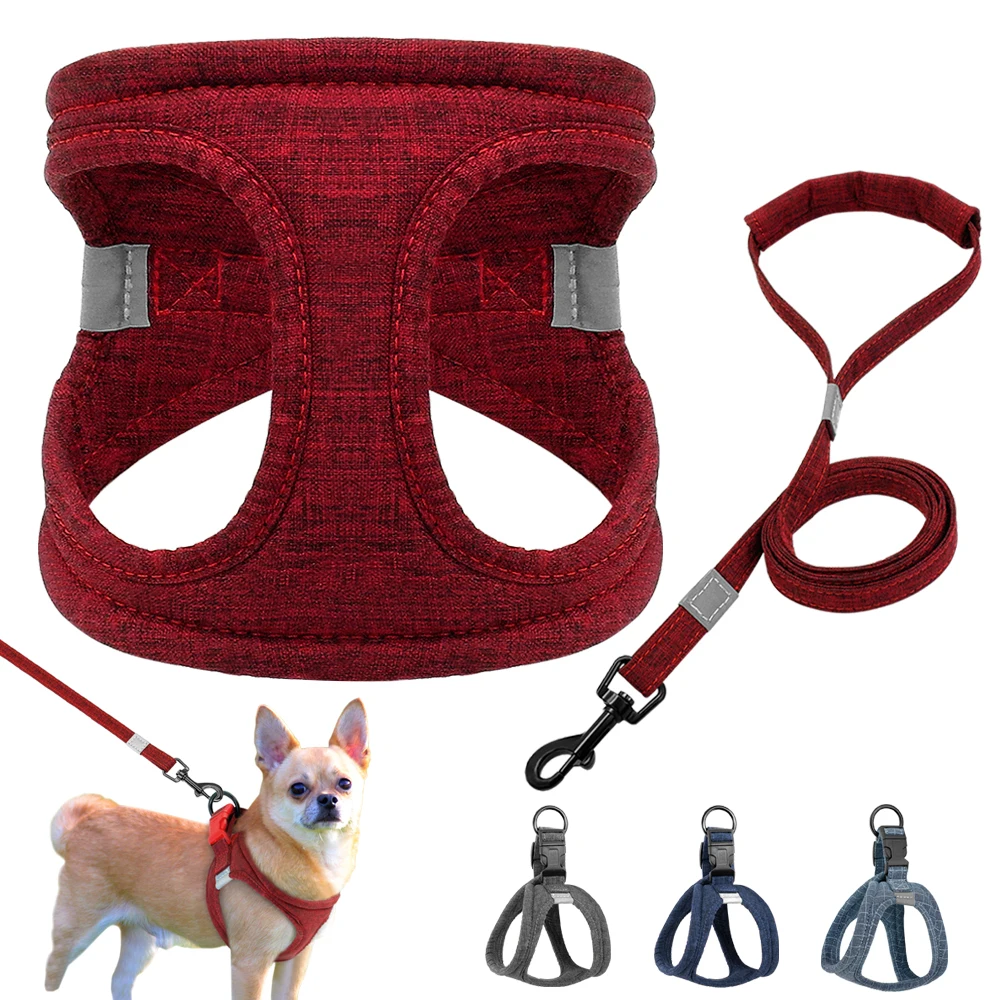 Dog Harness And Leash Set Adjustable Pet Puppy Dog Harness Vest Reflective Walking Lead Rope For