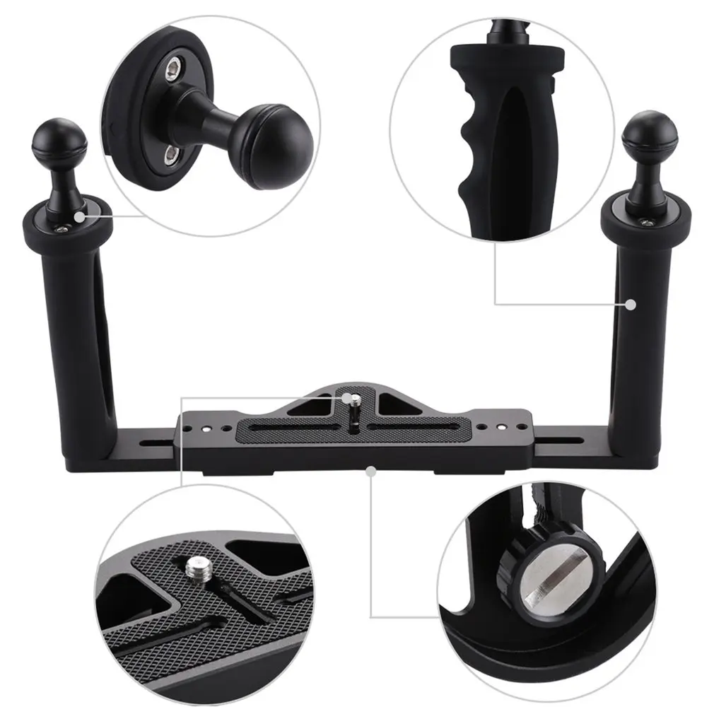 Diving Camera Stabilizer Underwater Grip Handheld Holder Double-Arm Tray Support Stabilizer Holder Cage Selfie Mount For GoPro