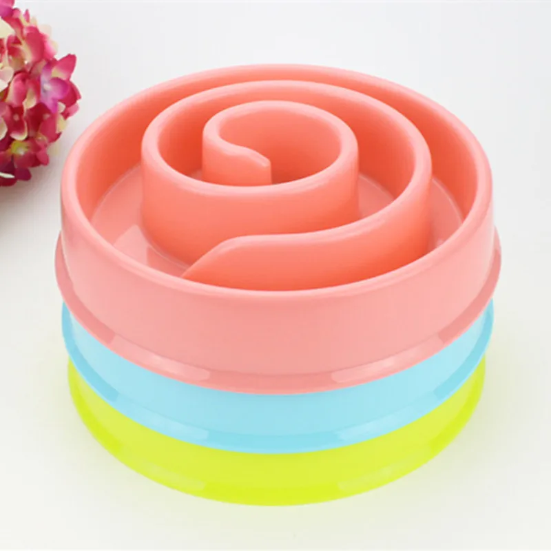 

Pet Dog Plastic Bowl Interactive Slow Food Anti Gulp Feed Healthy Dish