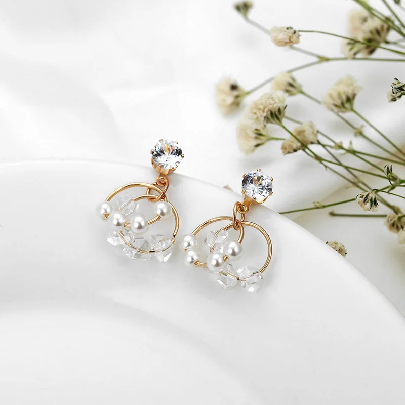 

2019 Sale Oorbellen Aretes Brincos South Korea East Gate Geometry Simple Earrings Female Delicate Crystal Circle Fashion Super
