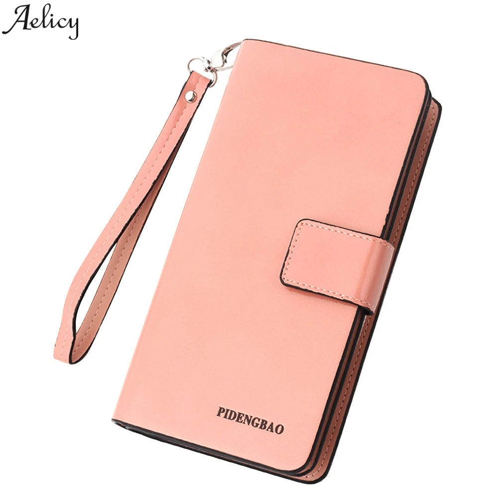 

Aelicy Wallet Women Long PU Leather Luxury Pocket Fashion Solid Retro Vintag Wallet Women Card Credit Card Coin Purse