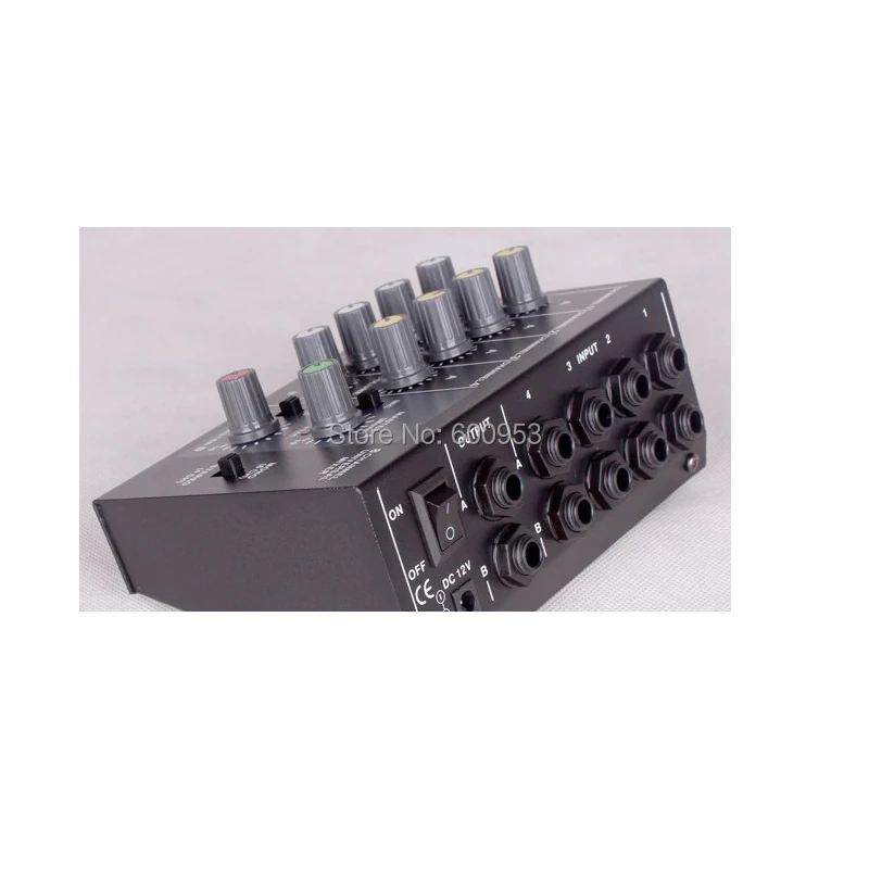 Pro 4 Stereo / 8 Mono Audio Mini Mixer effect reverberator 1/4 Inputs and outputs - battery powered, or use optional AC adapter