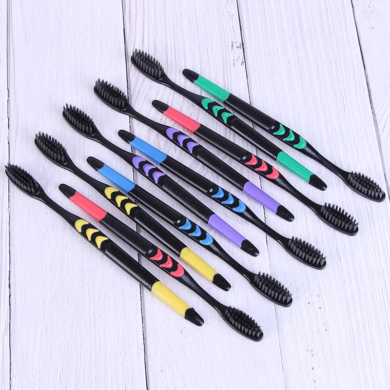 10Pcs Wheat Straw Superfine Soft Tooth Brush Portable Trave Small Head Toothbrush Adult Nano Bamboo Charcoal Toothbrushes