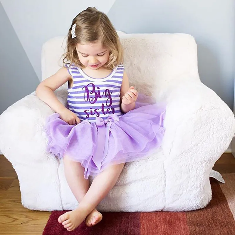 

NewCute Summer Casual Baby Girls Letter Stripe Pattern Sleeveless Patchwork Mesh Dress Kids Toddler Pageant Sundress New