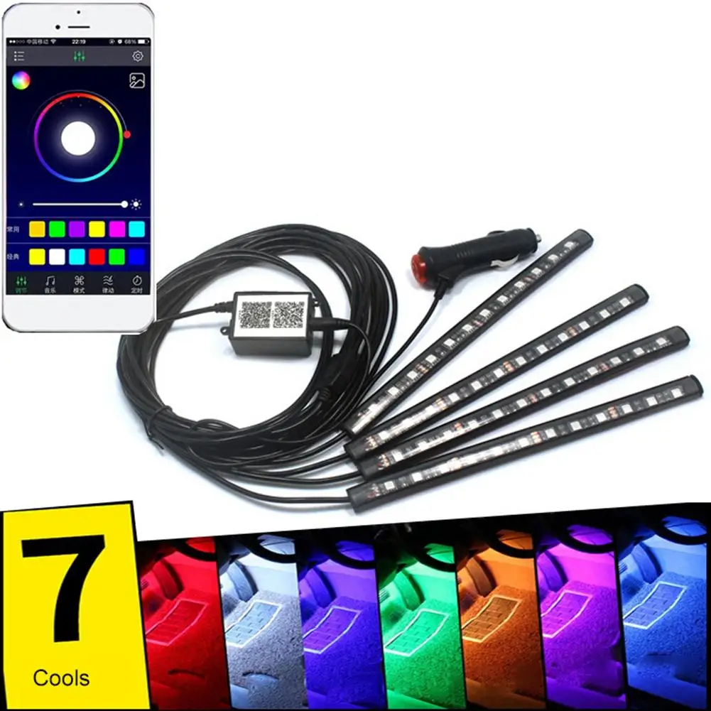 

Universal APP Voice Control Bluetooth Internal Car LED Strip Light Decor Lamp Bluetooth Car LED Light
