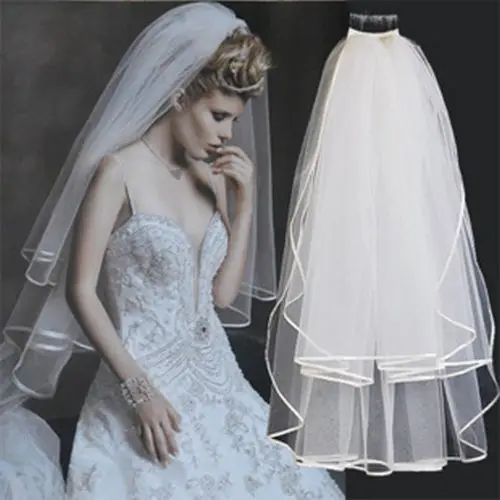New 2T Elbow Length Wedding Bridal Veil with Comb Veil for Brides White/Ivory 