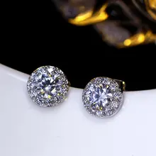 Фотография Love Accessories-Luxury Classic Earrings Platinum Plated AAA Cubic Zirconia Round Shape Wedding Bridal Earrings Free Shipping