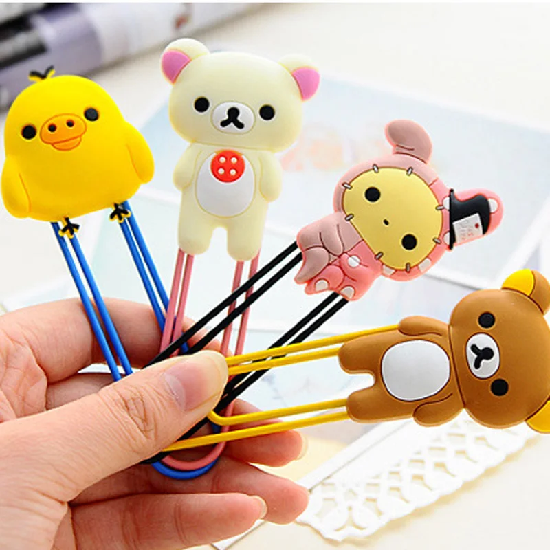 

1X Kawaii Large Rilakkuma Rabbit Soft PVC Head Paper Clip Bookmarks Marker of Page Student Stationery School Office Supply Gift