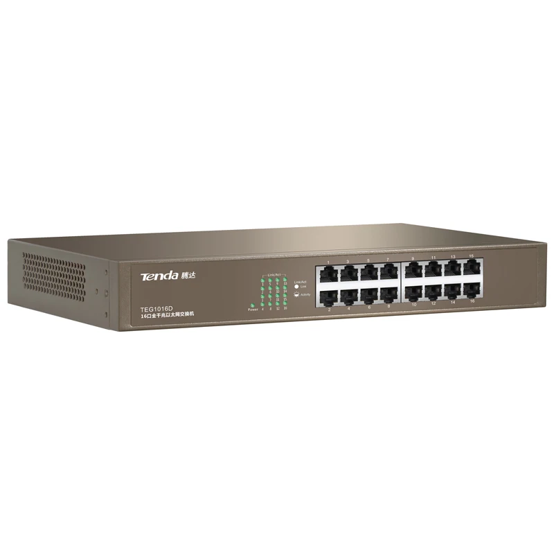 Tenda TEG1016D 16 портов Gigabit Ethernet Switch, 10/100/1000Mpbs Ethernet сетевой коммутатор, Auto MDI/MDIX