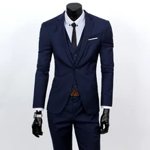 ( Suit + Vest + Pants ) 2018 Groom Groom Wedding Solid Color Dress Suits Men's High-end Brand Official Business Three-piece Suit