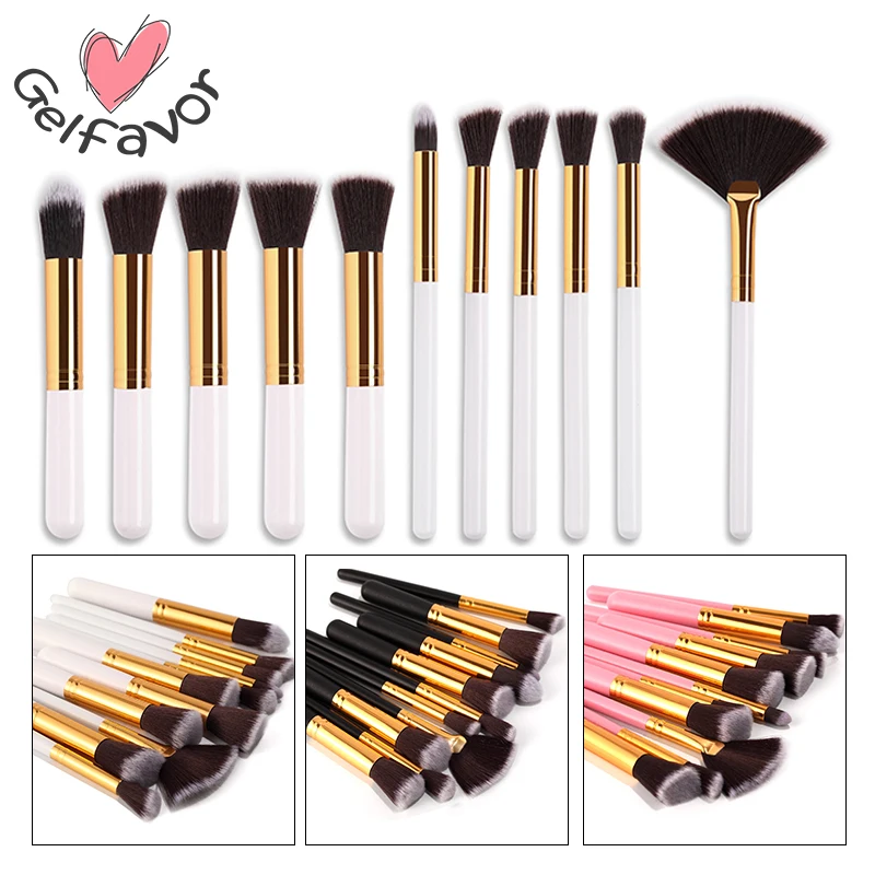 

Gelfavor Makeup Brushes Lip Eyeliner professional fan face Foundation Powder for make up high quality 11pcs make up Brushes