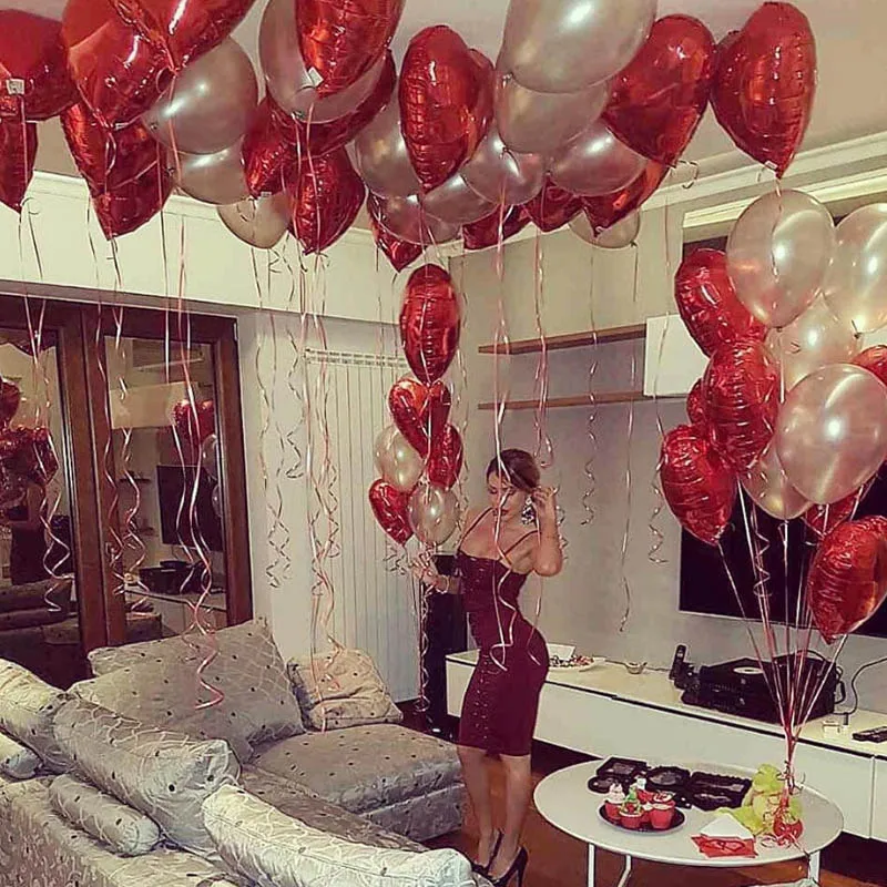 

18inch Engagement Party Heart Ballon Red For Wedding Decoration Foil Baloons Bride Anniversary Balloon Air inflatable Balls S7XN