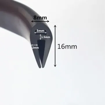 Автомобильная силиконовая u-образная полоса, стеклянная металлическая деревянная панель, кромка Shield1.5 2 3 3,5 4 5 6 6,5 7 мм x 1 м, белый, желтый, красный, черный