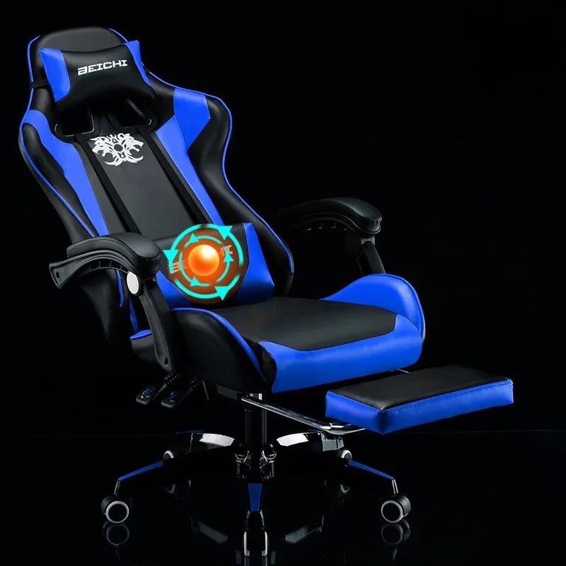 Игровой Poltrona Esports Boss Silla Gamer офисный стул Эргономика может лежать искусственная кожа с колесом - Цвет: blue with footrest