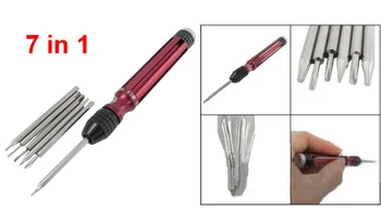 

WSFS Hot 7 In 1 Set Nonslip Red Black Handle Torx T2 T5 T6 Screwdriver Bits