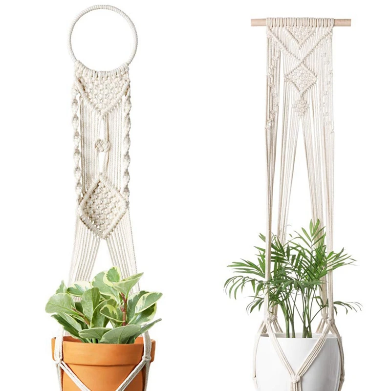 CHOICE FUN 4 Set Hot Macrame Plant Hangers Hanging Plant Shelf Indoor Wall Planter Decorative Flower Pot Holder Boho Home Decor