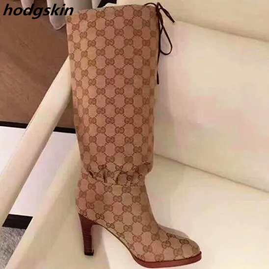 

Winter Long boots Knee High Women Boots Sexy Ladies High Heels Shoes Loose Lace up Comfortable Zapatillas Lace Up Woman