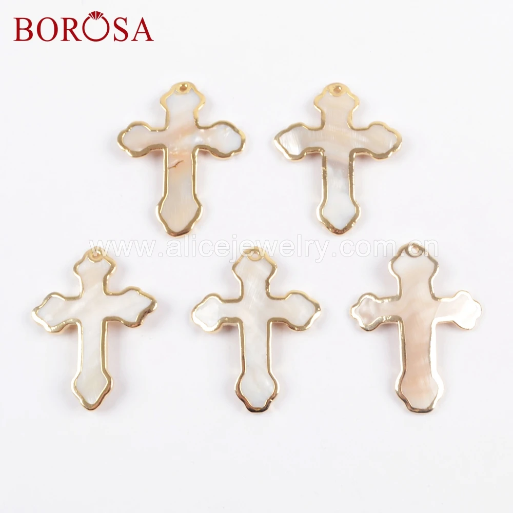 BOROSA 8 шт. натуральный белый корпус ювелирное изделие крестообразная форма