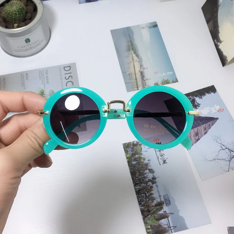 TL-079 green Тип солнцезащитных очков для детей, детские солнцезащитные очки, круглые солнцезащитные очки с металлической оправой, солнцезащитные очки для мальчиков и девочек Ko - Цвет линз: TL-079 green