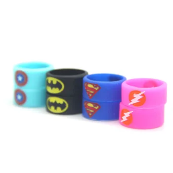 

50pcs Silicon Vape Band Rings e cig rubber vape band rings decorative Caption America Batman Super Man for mechanical mod rda