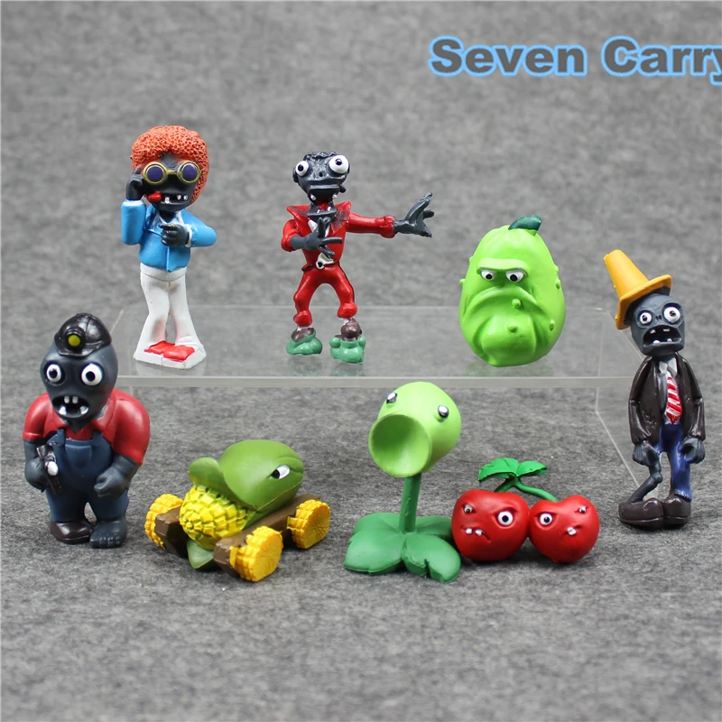 

8pcs/set Plants vs. Zombies Toys Peashooter Cherry Bomb Conehead Zombie PVC Action Figures Dolls Free Shipping