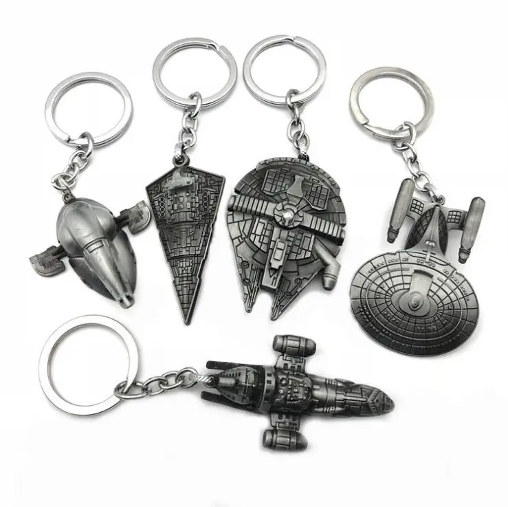 

New Fashion Spaceship Toy Figures Spaceship Sign Keychain Millennium Falcon Keychain Metal KeyRing For Kids Toys Gifts